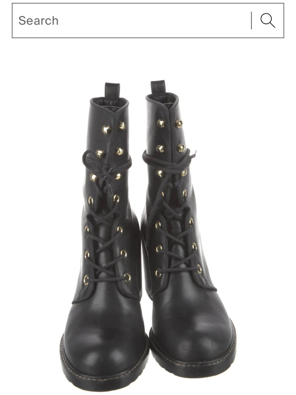 Stuart Weitzman Leather Mid-Calf Combat Boots - size 6.5